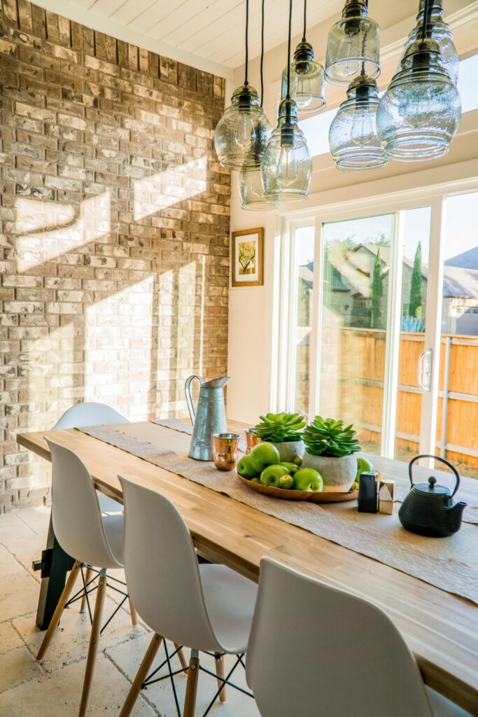 dining area in direct sunlight