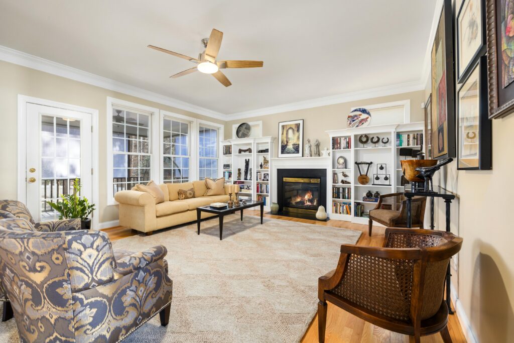 A Spacious Living Room with Furnitures